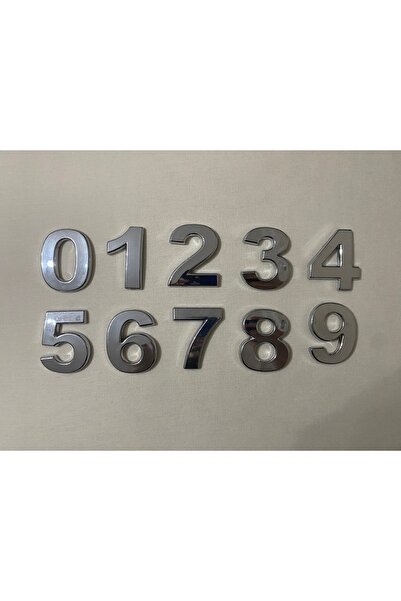 3dbaskisepeti 1 (BİR) NUMARA Yapışkanlı Daire Bina Villa Kapı Numarası Krom Crom 4 CMx5CM NO:1 PLASTİK