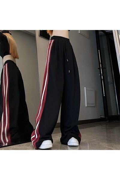 Touz Moda Μαύρο διπλό ριγέ αθλητικό παντελόνι - Λεπτομέρεια Streetwear
