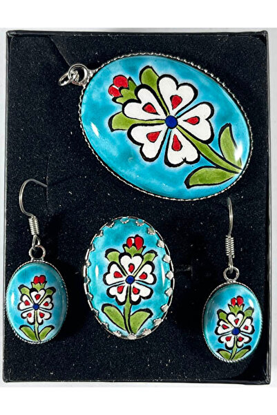 Çini Evi خلفية فيروزية ولون البرسيم - مقاس مريح