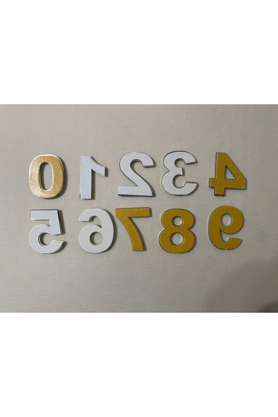 3dbaskisepeti 5 (BEŞ) NUMARA Yapışkanlı Daire Bina Villa Kapı Numarası SARI GOLD 4 CMx5CM NO:5 PLASTİK