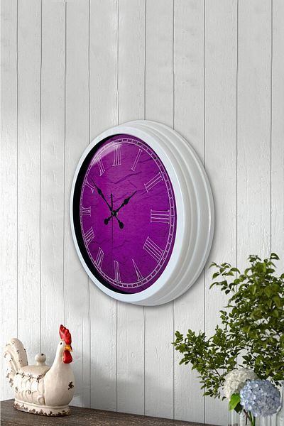 Kasva Concept Gift 40 cm White Metal Purple Wall Clock