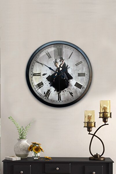 Kasva Concept ساعة حائط شريف معدنية سوداء مقاس 40 سم