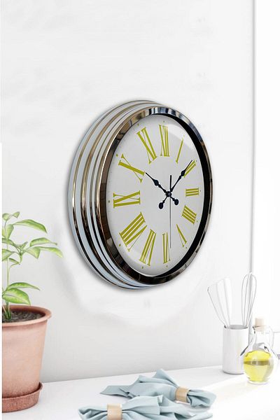 Kasva Concept 40 cm Chrome Metal Roman Numeral Wall Clock