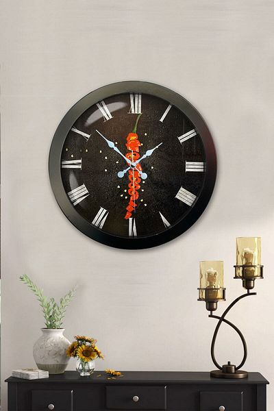 Kasva Concept Cadou 36 Cm Ceas de Perete Bucătărie Metal Negru