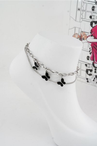 By Zeyna Aksesuar Women's 316 L Tarnish Anti Allergenic Steel Anklet Zy00018