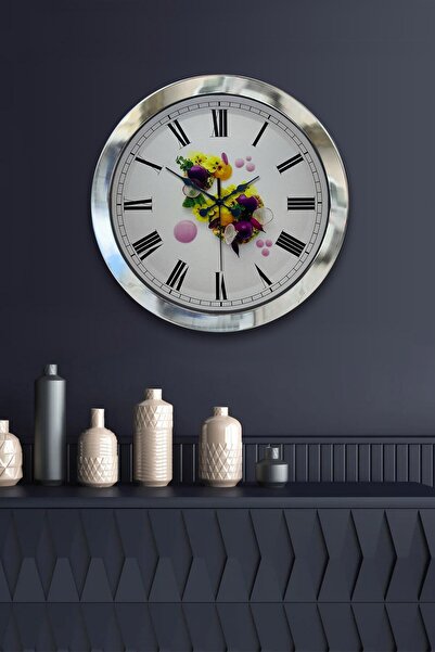 Kasva Concept هدية ساعة حائط مطبخ معدنية من الكروم مقاس 36 سم