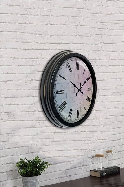 Kasva Concept Δώρο 40 εκ. Μαύρο Μεταλλικό Ρολόι Τοίχου Αιγαίου