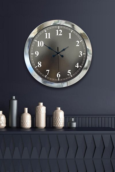Kasva Concept Gift 36 cm Chrome Metal Black Wall Clock