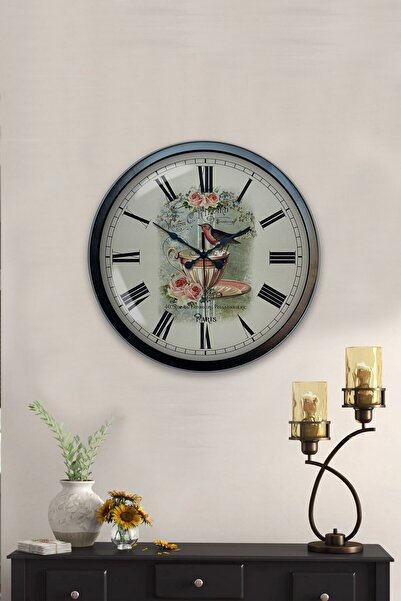 Kasva Concept هدية ساعة حائط مطبخ معدنية سوداء مقاس 40 سم