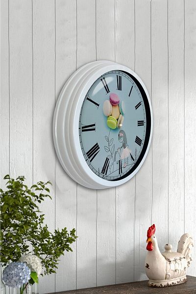 Kasva Concept Gift 40 cm White Metal Macaron Wall Clock