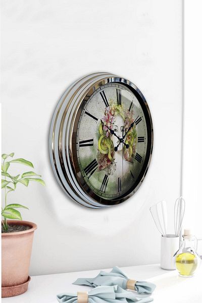 Kasva Concept 40 cm Chrome Metal Decorative Wall Clock