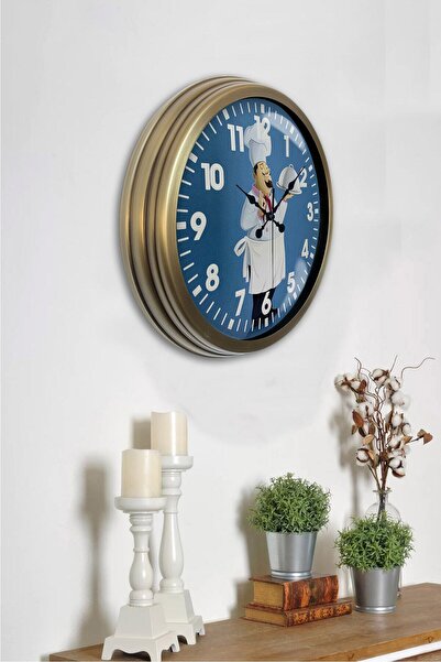 Kasva Concept هدية ساعة حائط مطبخ معدنية عتيقة مقاس 40 سم