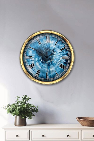 Kasva Concept Gift 40 cm Gold Metal Eye Wall Clock Clock