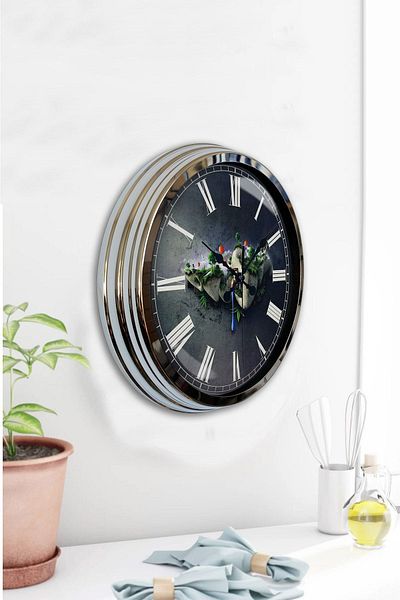Kasva Concept Gift 40 cm Chrome Metal Natural Wall Clock
