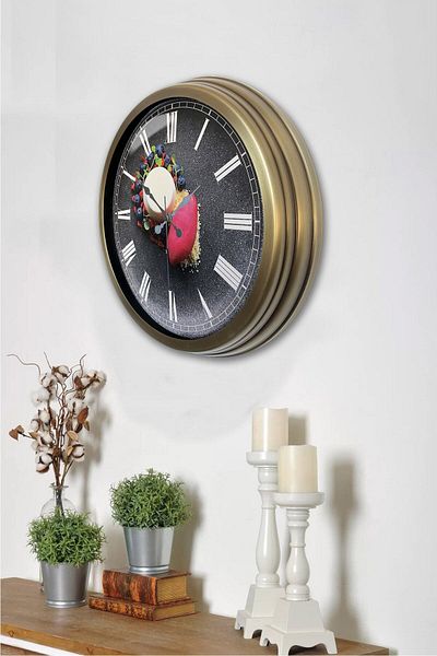 Kasva Concept Gift 40 cm Antique Metal Kitchen Wall Clock