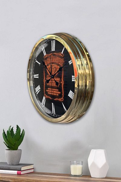 Kasva Concept Gift 40 cm Gold Metal Whiskey Wall Clock