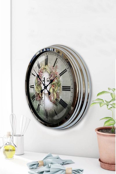 Kasva Concept 40 cm Chrome Metal Decorative Wall Clock