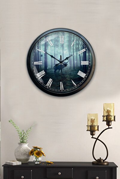 Kasva Concept ساعة حائط على شكل نسر معدني أسود مقاس 40 سم