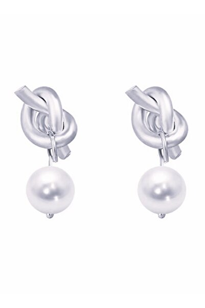 MRK Silver Colored Pearl Dangle Women's Earrings
