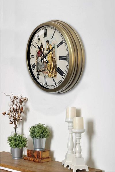 Kasva Concept Gift 40 cm Antique Metal Nostalgia Wall Clock