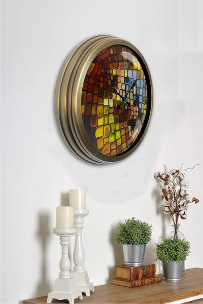 Kasva Concept هدية ساعة حائط معدنية ملونة عتيقة مقاس 40 سم