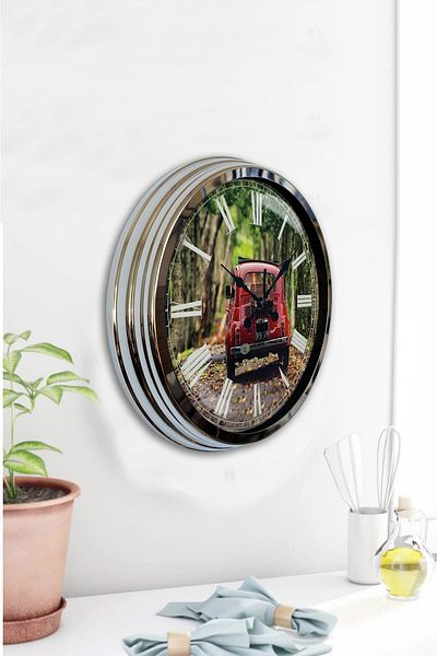 Kasva Concept Gift 40 cm Chrome Metal Fiat 500 Wall Clock
