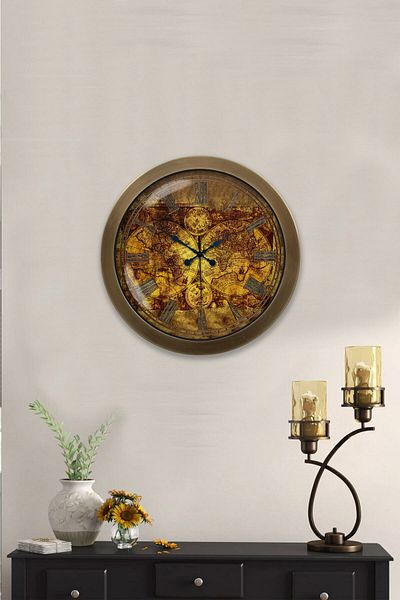 Kasva Concept Gift 36 cm Antique Metal Map Wall Clock
