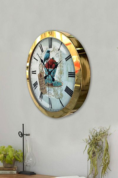 Kasva Concept Gift 36 cm Gold Metal Kitchen Wall Clock