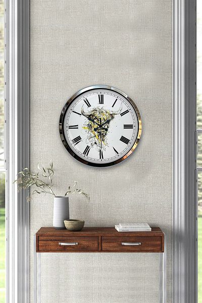 Kasva Concept Gift 40 cm Chrome Metal Animal Kingdom Wall Clock