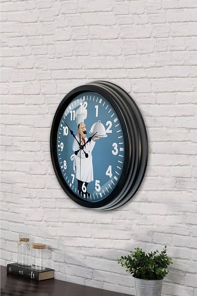 Kasva Concept Gift 40 cm Black Metal Kitchen Wall Clock