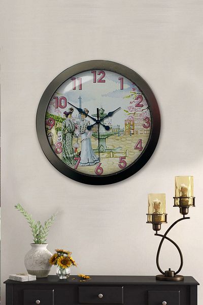 Kasva Concept Gift 36 cm Black Metal Nostalgia Wall Clock