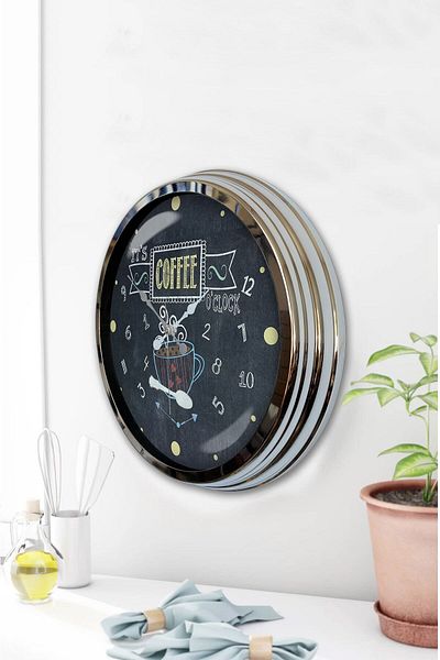 Kasva Concept 40 cm Chrome Metal Kitchen Wall Clock