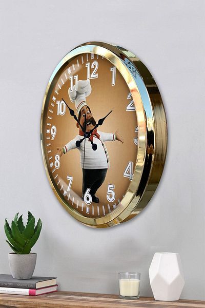 Kasva Concept 52 cm Gold Metal Kitchen Wall Clock