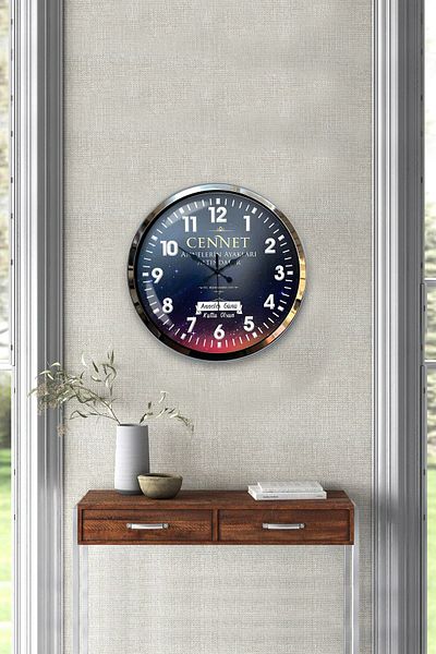 Kasva Concept Gift Mother's Day 40 cm Chrome Metal Paradise Hadith Wall Clock