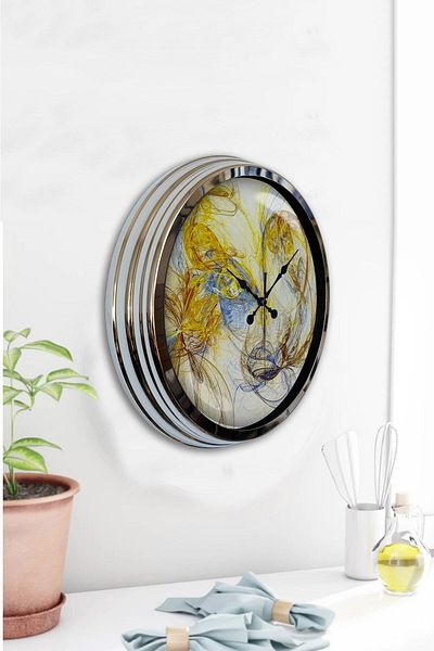 Kasva Concept Gift 40 cm Chrome Metal Galaxy Wall Clock