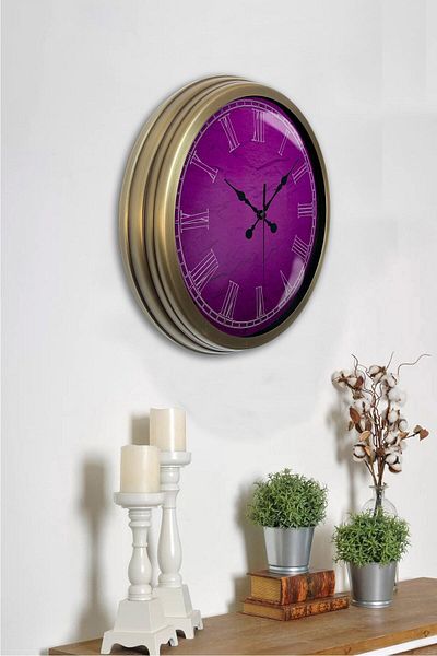 Kasva Concept Ceas de perete mov din metal antic de 40 cm