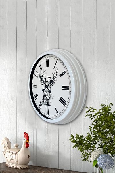 Kasva Concept Gift 40 cm White Metal Drawing Wall Clock