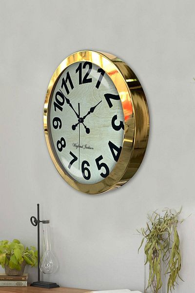 Kasva Concept Gift 36 Cm Gold Metal Milano Wall Clock