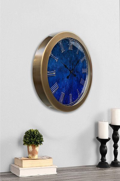 Kasva Concept Gift 36 cm Antique Metal Blue Wall Clock