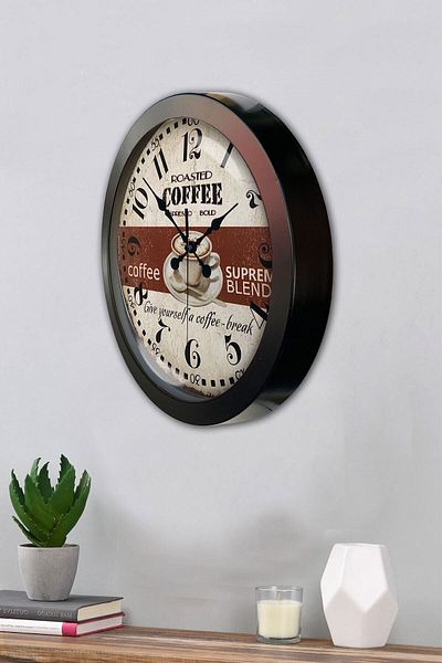 Kasva Concept Gift 36 cm Black Metal Espresso Wall Clock