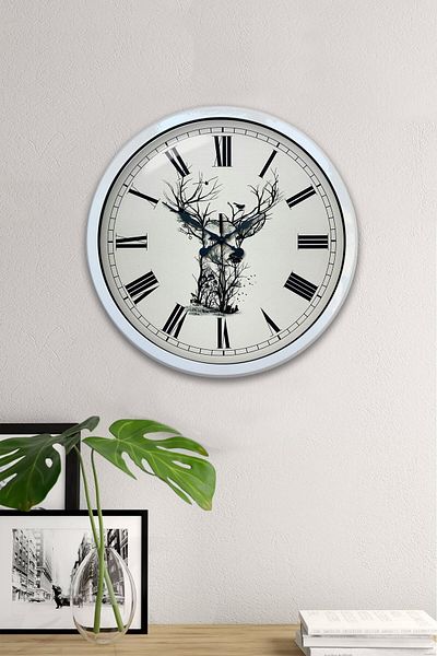 Kasva Concept Gift 40 cm White Metal Drawing Wall Clock