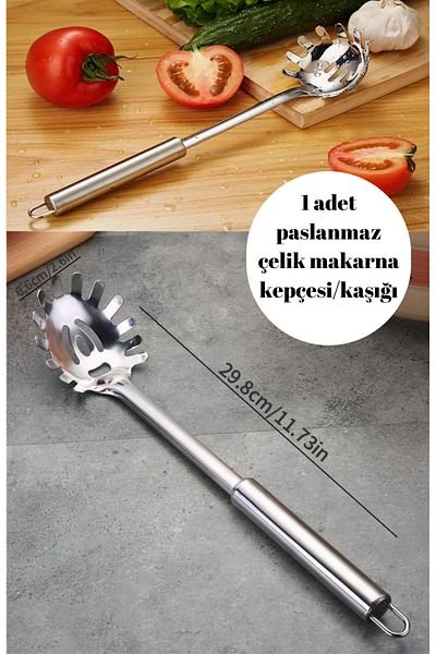 BRE HOME 1Pc Stainless Steel Pasta Spoon Fork Spaghetti Noodle Spoon Spatula 29cm
