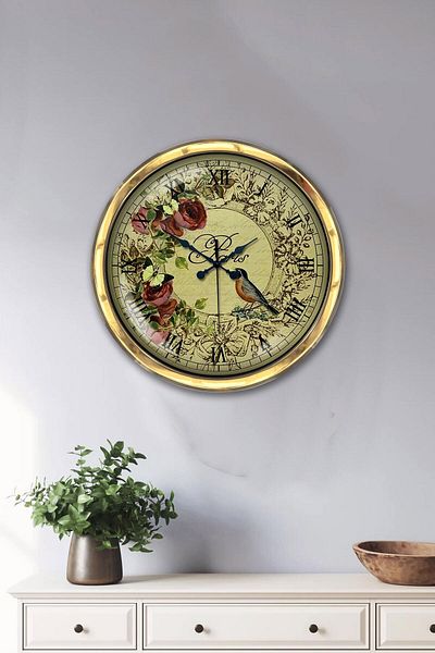 Kasva Concept Gift 40 cm Gold Metal Paris Wall Clock