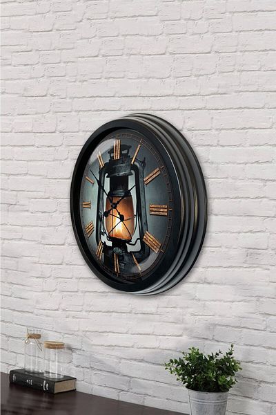 Kasva Concept Gift 40 cm Black Metal Antique Wall Clock