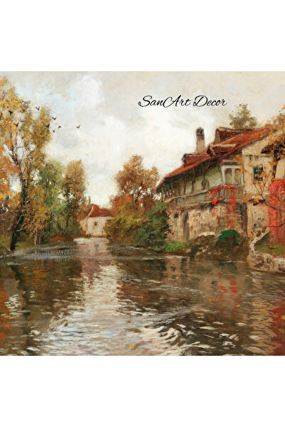 Sanart Pictură de epocă cu cadru, pictură în ulei, pictură înrămată, decor artistic, pictură peisaj