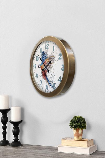Kasva Concept 36 cm Tumbled Metal Bird Wall Clock
