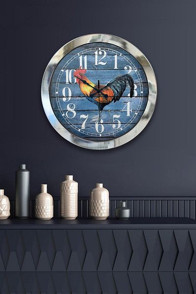 Kasva Concept Gift 36 cm Chrome Metal Horos Wall Clock