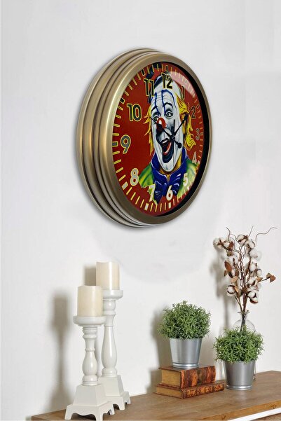 Kasva Concept هدية ساعة حائط مهرج معدنية عتيقة مقاس 40 سم