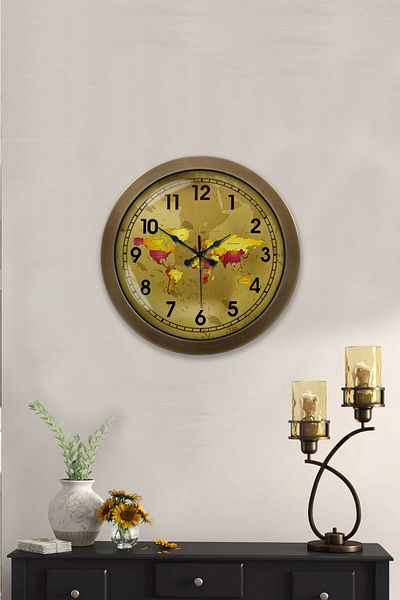 Kasva Concept Gift 36 cm Antique Metal Map Wall Clock