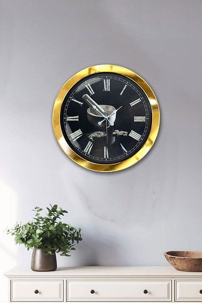 Kasva Concept Gift 36 cm Gold Metal Kitchen Wall Clock